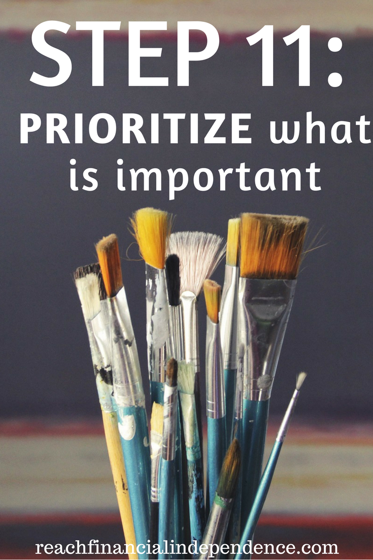 Step 11: Prioritize what is important. This post is part of a 30 days series called the 30 steps program to financial independence. 