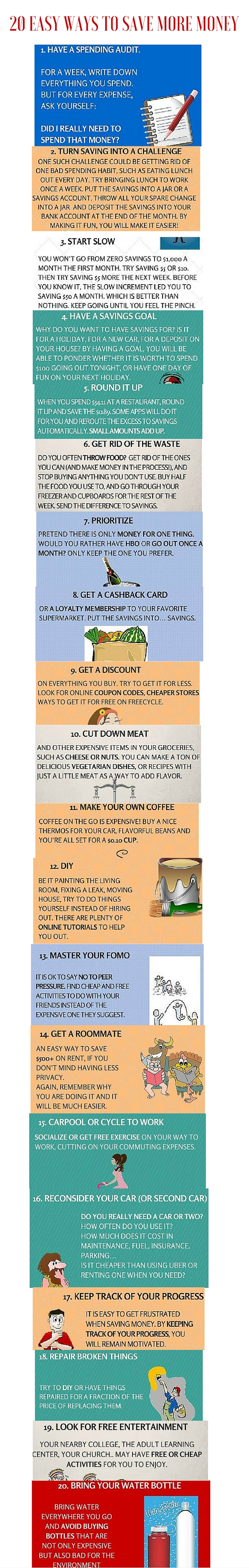20 EASY WAYS TO SAVE MORE MONEY